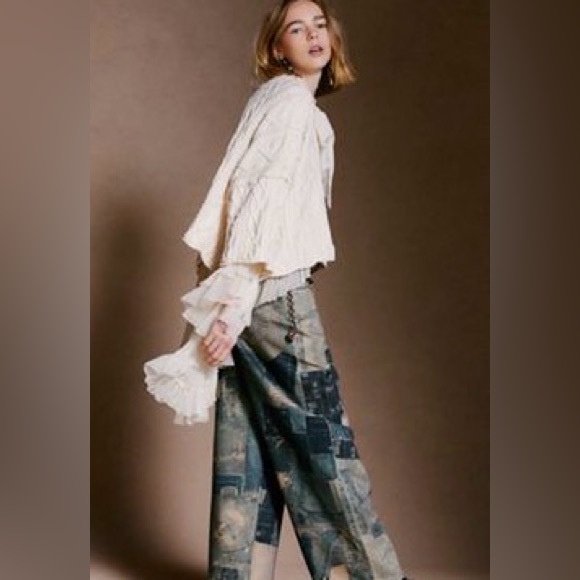 We The Free Pants - We The Free Patchwork Wide-Leg Pants in Blue and Gray